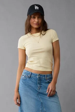 American Eagle Yellow Ribbed Women's Top thumbnail 5