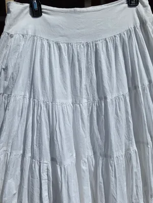 Jones New York signature Tiered maxi skirt Sz 6 white cotton Lined thumbnail 3