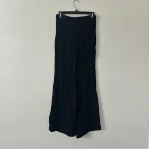 Reformation Black High Rise Viscose Wide Leg Minimalist Boho Trouser Pants 2 thumbnail 2