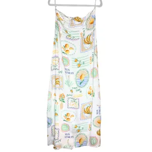 Paper Heart Strapless Fruit Print Maxi Dress Size XL Resort Vacation Linen Boho thumbnail 2