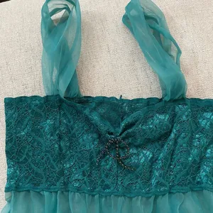 NWT 3pc Green Lingerie Set Teddy Panties Shirt Length Sheer Robe L thumbnail 9