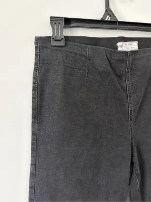Free People We The Free Pull On Flare Wide Leg Raw Hem Bell Bottom Jeans Black thumbnail 3