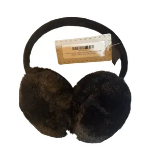 FURFUR Black Faux Fur Ear Muffs One Size thumbnail 4