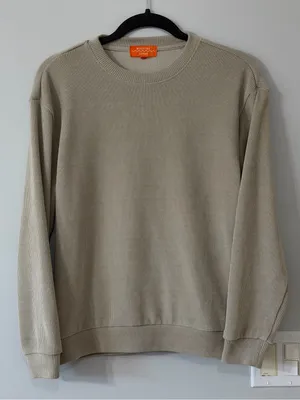 Negative Space Beige Ribbed Crewneck Sweatshirt Size S thumbnail 2
