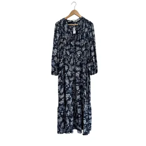 LOFT Paisley Bow Pocket Boho Maxi‎ Dress Blue NWT Size Large thumbnail 2