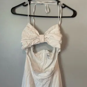 SNDYS Revolve White Jumpsuit Open Front Wide Leg Small 100% Cotton #1000 thumbnail 4