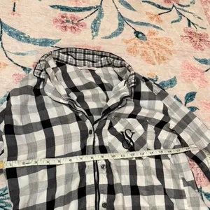 Victoria's Secret Plaid Button-Down Shirt – XS – Black & White –‎ Cotton Modal thumbnail 4