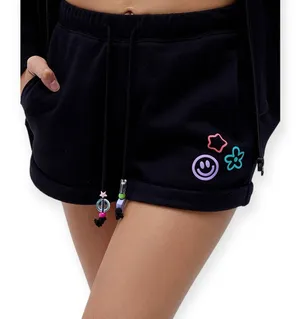 PacSun Spectrum PAC Black Graphic Charm Drawstring Lounge Shorts Y2K‎ Size Small thumbnail 1
