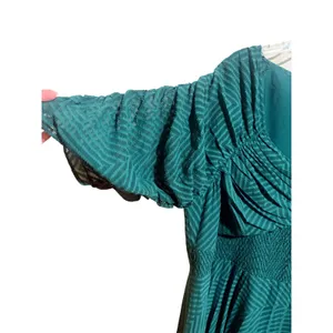 ASOS DESIGN Curve Midi Dress Womens 22 Green Excellent Ruched Chevron Smocked thumbnail 8