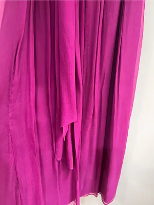 J.Crew 100% Silk Strapless Pleated Maxi Dress Magenta Fuchsia Wedding Guest thumbnail 9