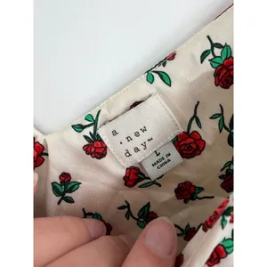 A New Day Midi Slip Dress Women L Cream Red Rose Floral Coquette Romantic thumbnail 4