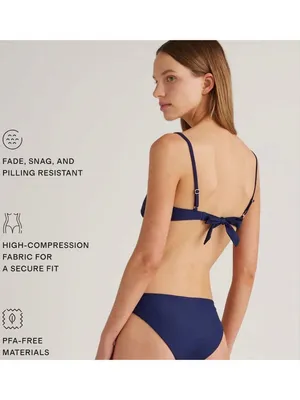 NWT Quince Italian Demi Bikini Top in Deep Navy - Size: Extra Small thumbnail 6