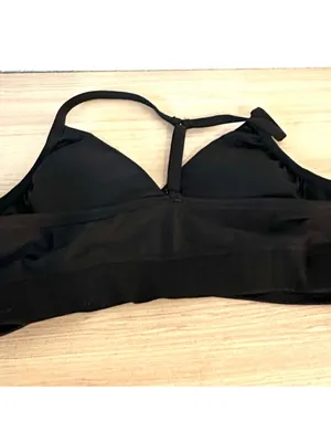 PINK Victoria's Secret Black Wrap Bralette Sports Bra thumbnail 6