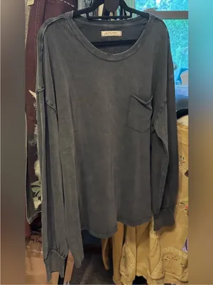 NWOT Free People We The Free Fade Into You Tee - Metal Stiletto washed black - M thumbnail 6