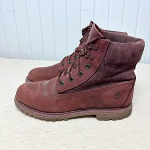 Timberland‎ Premium Dark Red Burgundy Nubuck Waterproof Classic Boots Womens 9.5 thumbnail 5