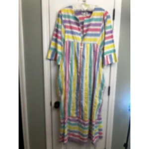 Styled by Saybury Women’s Rainbow Stripe Maxi Dress Pockets Boho Size XL Vintage thumbnail 10