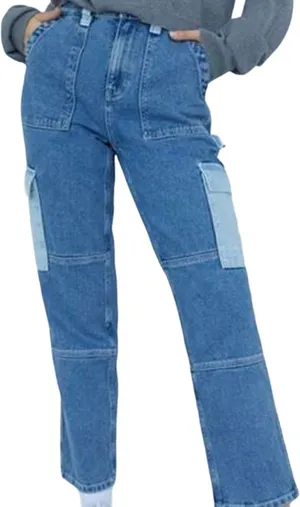 PacSun Two-Tone Patchwork 90s Pants Baggy Cargo Skate Carpenter High Rise 24" thumbnail 2