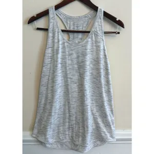 Lululemon Essentials Pleated Racerback Tank Top Sz 6 Tiger Space Dye Hail White‎ thumbnail 4