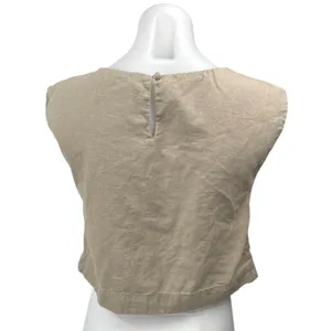Abercrombie & Fitch Beige Linen Sleeveless Crop Tank Tee T-Shirt Top Size XS thumbnail 3