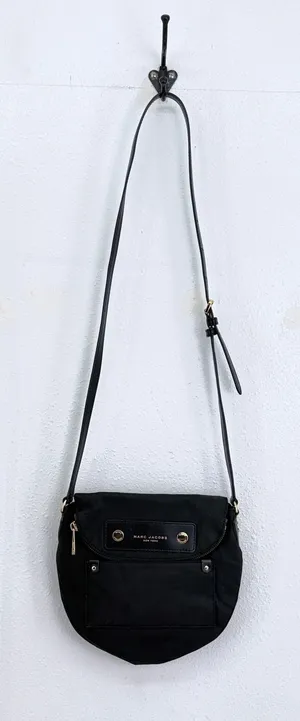 Marc Jacobs Crossbody Bag Black Nylon Leather Trim Gold Hardware OS thumbnail 1