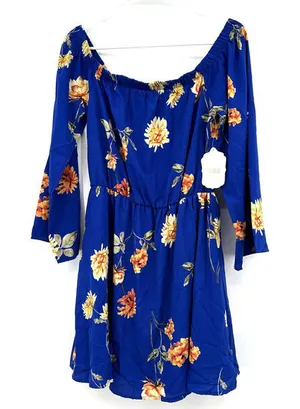 NWT‎ Altar'd State size medium blue floral dress thumbnail 1