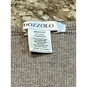 Bozzolo Women's M Taupe Ribbed Long Sleeve Crop Top V Neck Stretch NWOT thumbnail 6