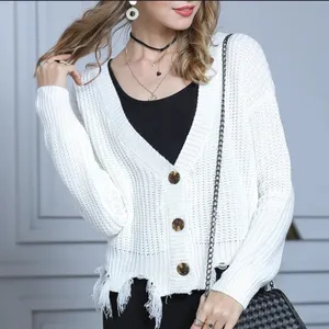 NWOT Polly & Esther loose cable knit distressed cardigan thumbnail 1
