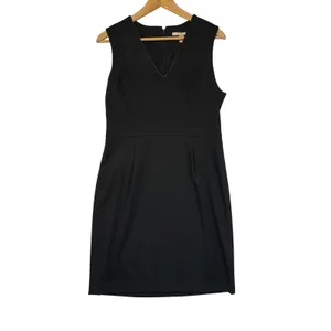 Banana Republic Petite Black V Neck Sleeveless Sheath Dress Work Elegant Size 10 thumbnail 2