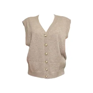 REFORMATION Jacqui Cashmere Sweater Vest, Oatmeal, Large thumbnail 10