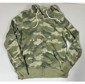Olive Green Camo Camouflage Zipper Sweater Sweatshirt Hoodie Outerwear Size S ✨ thumbnail 2