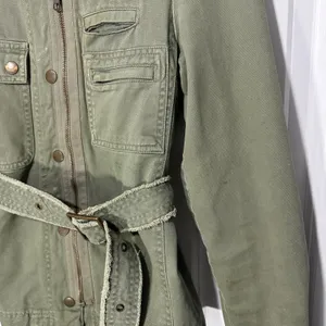 Free People Lux Military‎ Utility Jacket Womens S Green Belted Embroidered Wings thumbnail 2