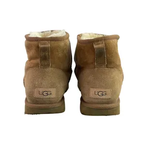UGG Classic Ultra Mini Brown Suede Round Toe Faux Fur Pull Tab Ankle Boots Sz 11 thumbnail 3