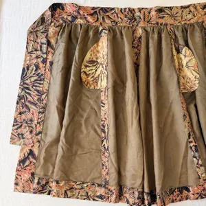 Handmade Tropical Wrap Midi Skirt Womens S Bronze‎ Olive Palm Leaf Pockets thumbnail 8