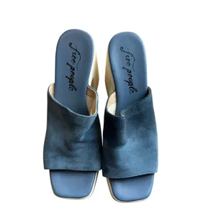 Free People - Zoe Platform Vintage Heels Blue Suede Size 39 (US 8.5–9) thumbnail 2