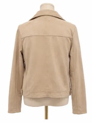 Lulus Large Beige Faux Suede Moto Jacket thumbnail 3