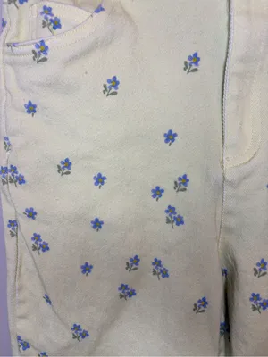 Princess Polly Ivy Floral High Rise Straight Leg Jeans Yellow Blue Size 4 thumbnail 6