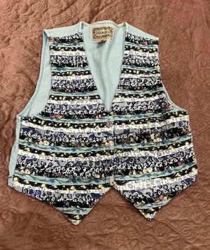 Johnny Was Pale Blue Floral Patchwork Open Vest thumbnail 1