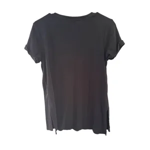 J. Jill Black Pima‎ Cotton V-Neck Short Sleeve Tee Shirt Cuffed Side Slit Small thumbnail 2