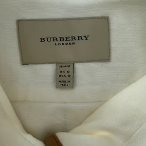 Burberry Faversham Ivory Brown Trim Cotton Blend Belted Jacket UL thumbnail 14