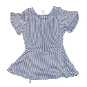 Caution To The Wind Blouse Womens S Blue & White Striped Wrap‎ Peplum Top thumbnail 4
