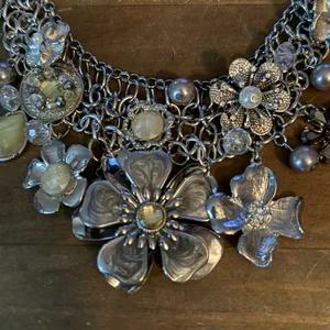 Ny Collection silver tone floral charms statement bib necklace thumbnail 4