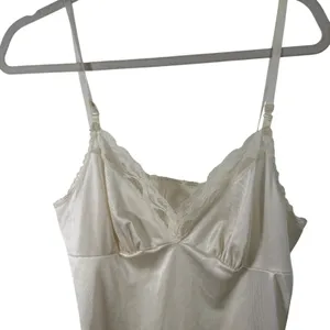 Vanity Fair Cream Lace Satin Babydoll‎ Tank Top Y2K Vintage Womens 38 Large thumbnail 2