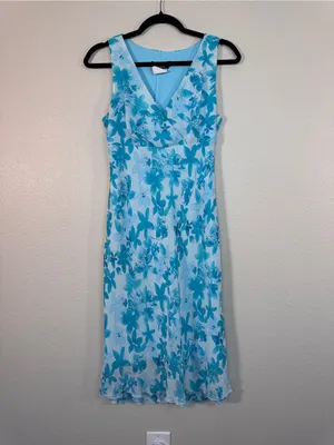 Vintage Mariposa Blue Floral Mini Dress Womens M Y2K 90s Girly Casual Coquette thumbnail 9