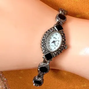 Fabergé Vintage Black Stone Marcasite Style Bracelet Watch thumbnail 1