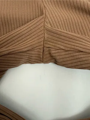Reformation Whitney Ribbed Wide Leg Lounge Pant Tan thumbnail 8