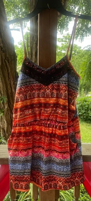 Xhilaration Boho Strappy Tank Romper in Multicolor size Large thumbnail 1