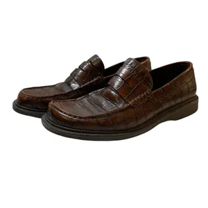 FRANCO SARTO Ladies' Brown Leather Crocodile Texture Loafer Shoe - Size 7.5 thumbnail 5