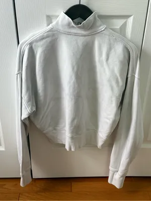 Reformation Jeans Marla Half Zip Pullover in White and Blue Tie Dye thumbnail 3