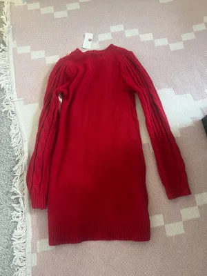 Midnight Doll Red Baby Pink Bow Coquette Open Knit Sweater Dress Winter Fall New thumbnail 4