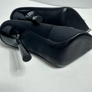 Zara Black Pointed Toe Silver Bow Stiletto Heels Size 39 thumbnail 8